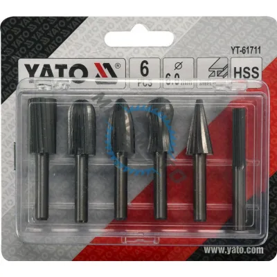 Set cutite frezat, Yato YT-61711, tija 6 mm, ambalaj plastic, 6 bucati