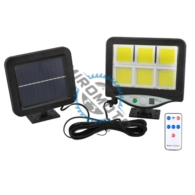 Lampa solara de exterior cu senzor de miscare, telecomanda, brate reglabile, 6 Led COB, 128-6 COB