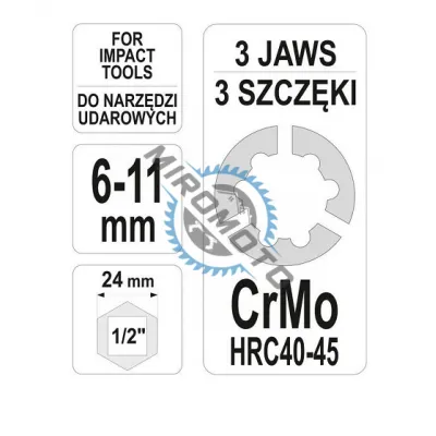 Cap mandrina scule impact 1/2",6-11 mm, Yato YT-06256
