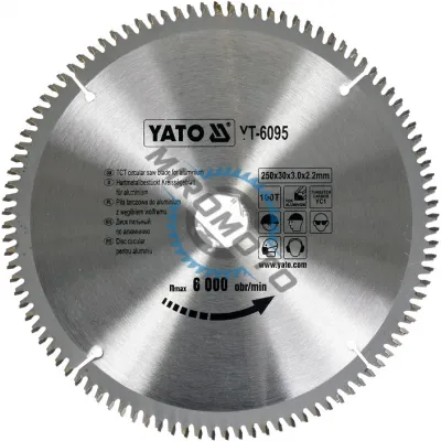 Pinza Fierastrau Circular wf pentru Aluminiu 250x30x3mm, 100 Dinti, Yato YT-6095 Pinza Fierastrau Circular wf pentru Aluminiu 250x30x3mm, 100 Dinti, Yato YT-6095