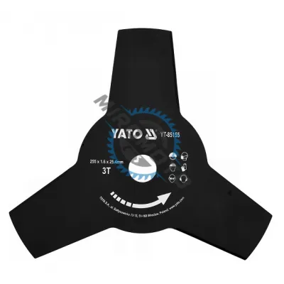Disc Taietor Motocoasa 3 Laturi (Model Y) 255 x 25.4 x 1.6mm, Yato YT-85155