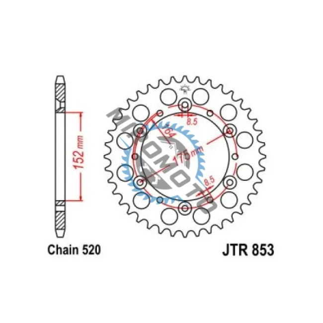 Pinion spate ATV Yamaha Raptor 660cc, 40 dinti, pas lant 520