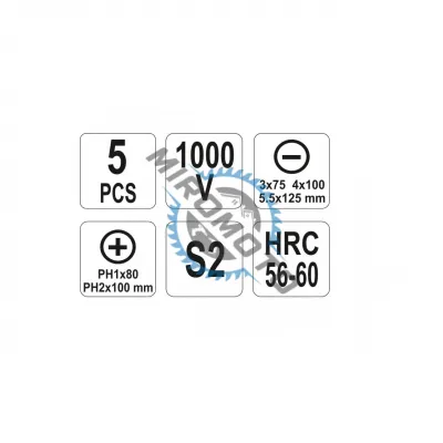 Set 5 surubelnite izolate pentru electricieni, Yato YT-2827, VDE, 1000 V Set 5 surubelnite izolate pentru electricieni, Yato YT-2827, VDE, 1000 V