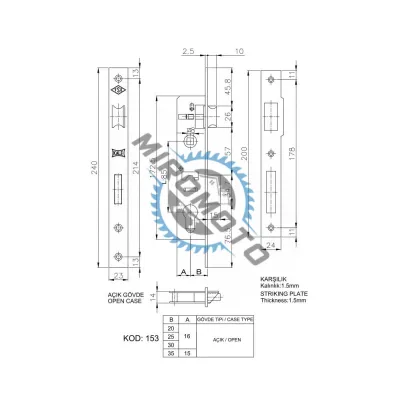 Broasca Incastrata pentru Usi din Aluminiu Kale K-153-20, 20 x 85mm