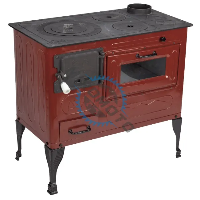 Soba de Gatit Samotata 7.5 kW, Tabla Emailata, pe Lemne, Evacuare 130mm, Burlan pe partea Dreapta, cu Plita si Cuptor, 780x730x420mm