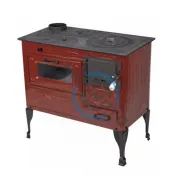 Soba de Gatit Samotata 7.5 kW, Tabla Emailata, pe Lemne, Evacuare 130mm, Burlan pe partea Stanga, cu Plita si Cuptor, 780x730x420mm