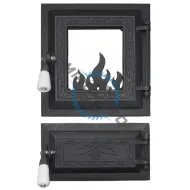 Set usa focar + cenusar pentru soba Evotools 660327, cu geam, 415x255 mm, Fonta