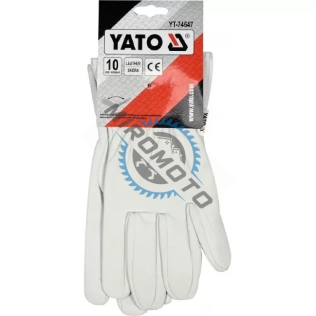 Manusi de Protectie din piele naturala culoare alb, marimea 10, Yato YT-74647