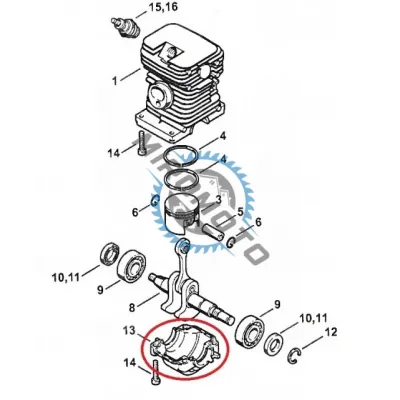 Capac cilindru compatibil Stihl MS 170, MS 180, 017, 018