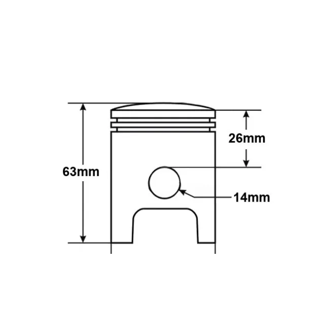 Kit piston Yamaha, Aprilia 100cc 2T, 52 mm, bolt 14 mm