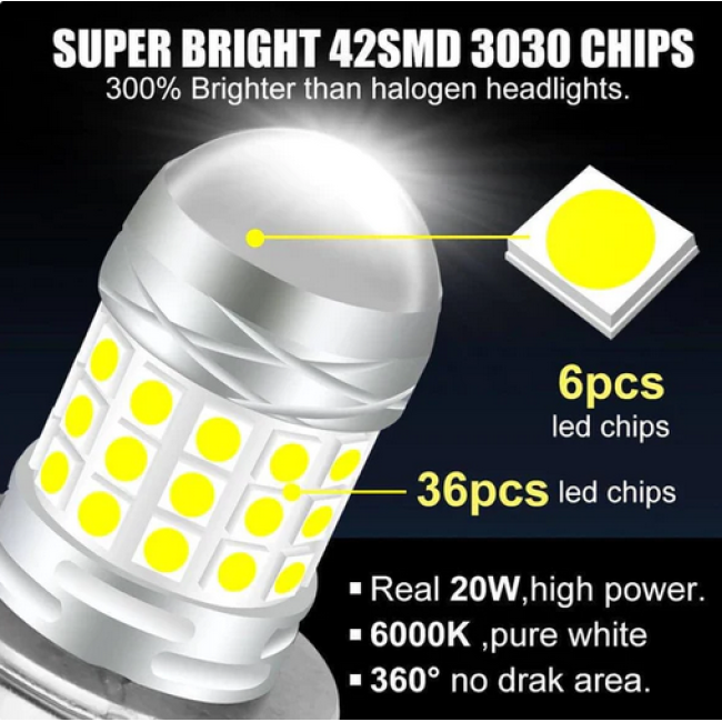 Becuri Auto LED H4 cu Două Faze Cu Lupă - 42 SMD 6000K - 10000LM - Putere 120W Becuri Auto LED H4 cu Două Faze Cu Lupă - 42 SMD 6000K - 10000LM - Putere 120W