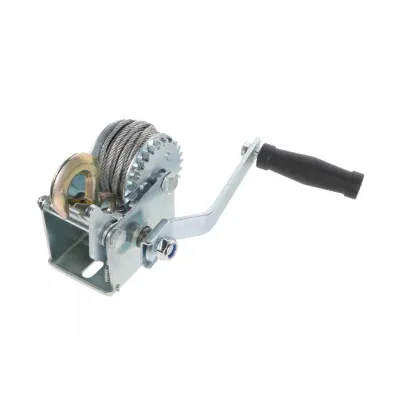 Troliu manual 2500 LBS (1150 Kg) cablu din otel 5 mm x 10m, frana activa cu clichet