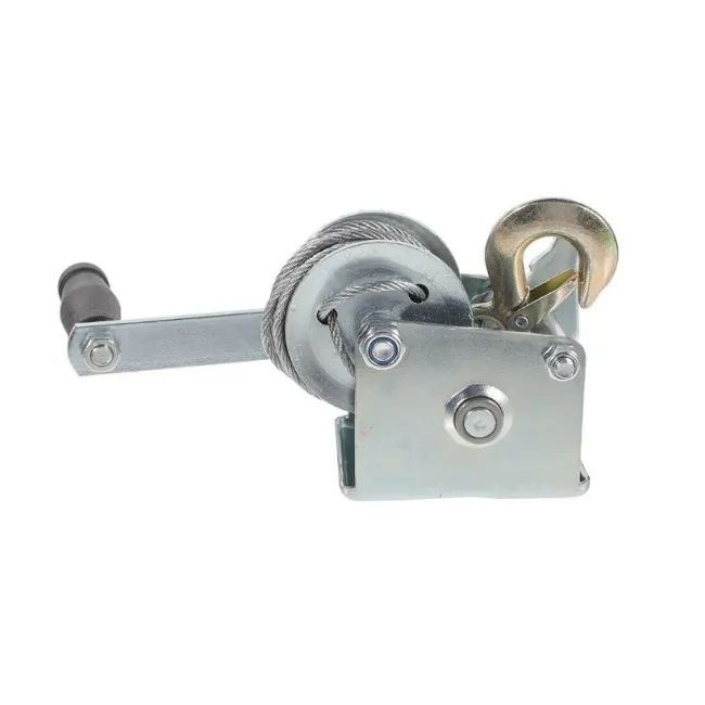 Troliu manual 2500 LBS (1150 Kg) cablu din otel 5 mm x 10m, frana activa cu clichet