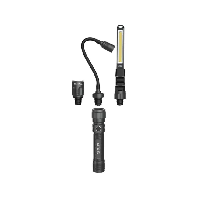 Lampa de atelier 3in1, Yato, Aluminiu/ABS, Banda LED, 380 lm, 1.5-8.5 h, IP54, Negru YT-08521