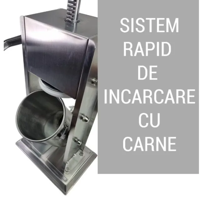 Masina de umplut carnati profesional, 3Kg, mecanic, inox-integral, 6 palnii incluse, Elefant ML-S3