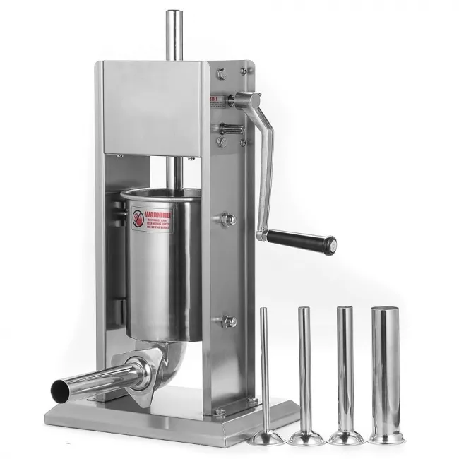 Masina de umplut carnati profesional, Vanessa ML-S3, 3 Kg, mecanic, inox-integral, 4 palnii incluse Masina de umplut carnati profesional, Vanessa ML-S3, 3 Kg, mecanic, inox-integral, 4 palnii incluse