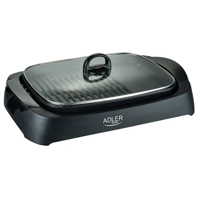 Grill electric cu capac Adler AD6610, termostat ajustabil, 3000w, negru