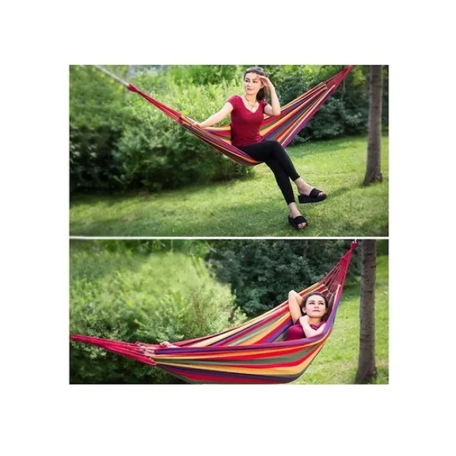 Hamac pentru o persoana, bumbac, 80x200cm, 120kg, multicolor Hamac pentru o persoana, bumbac, 80x200cm, 120kg, multicolor
