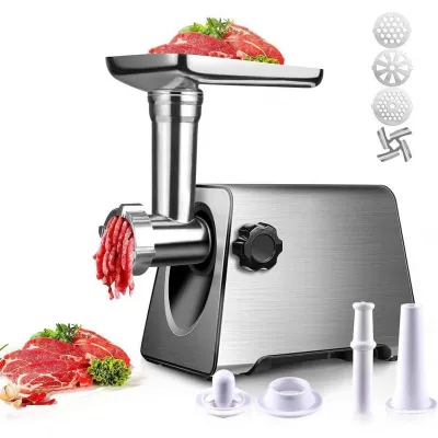 Masina de tocat carne, MGU-120, 4000 W, Accesorii rosii, carnati, chiftele, 3 site, functia revers, motor cupru