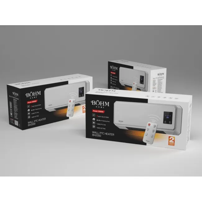 Aeroterma de perete BH2000 BÖHM, 1000/2000W, Timer 1-12 H, suprafata de incalzire 20-25 m²