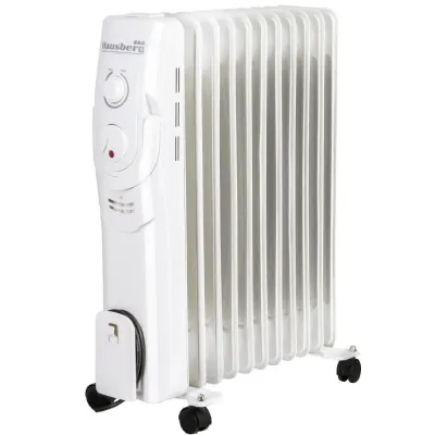 Calorifer Electric Hausberg HB8920AB, 2500 W, 11 Elementi, 3 Nivele de Putere, Termostat Reglabil, Alb Calorifer Electric Hausberg HB8920AB, 2500 W, 11 Elementi, 3 Nivele de Putere, Termostat Reglabil, Alb