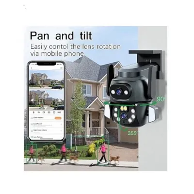 Camera De Supraveghere 355°, Dubla 4+4MP 4K, IP66, Alarma, 4x Zoom, MICROFON, NIGHT VISION