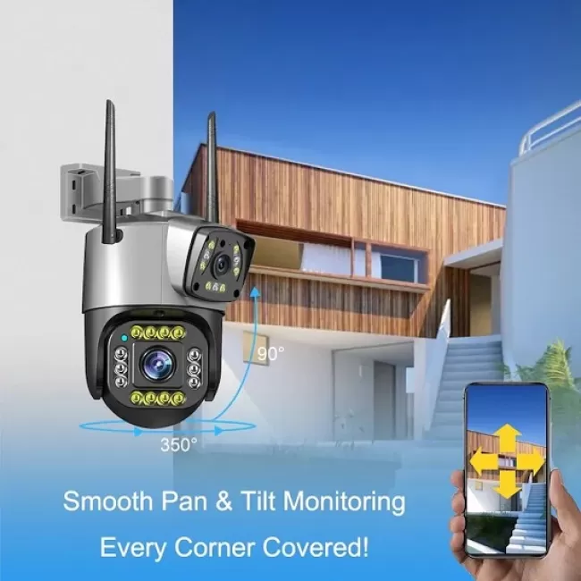 Camera De Supraveghere, 4G SIM Slot, 2+2MP, PTZ, Control din aplicatie, Rezistenta la apa IP66, Alarma, 350°