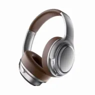 Casti wireless, Over the Ear, Bluetooth 5.3, autonomie 8h, Handsfree, 45ms, TF card, incarcare type-c, maro-gri