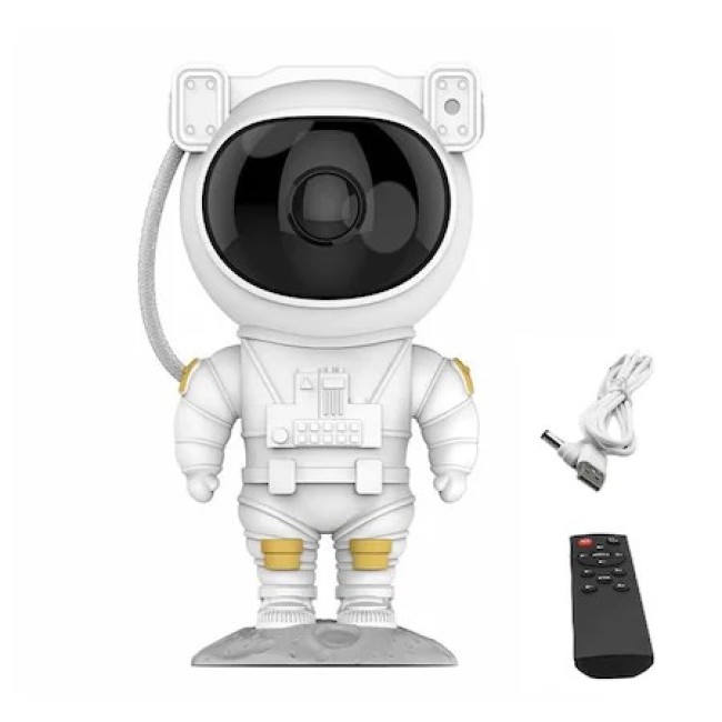 Lampa LED cu proiector galaxy astronaut sky alb, telecomanda, cap magnetic si design reglabil 360°, temporizare, brate mobile Lampa LED cu proiector galaxy astronaut sky alb, telecomanda, cap magnetic si design reglabil 360°, temporizare, brate mobile