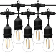 Ghirlanda luminoasa exterior, impermeabila, interconectabila, 10m, fasung E27, lumina calda, cu becuri incluse 4W