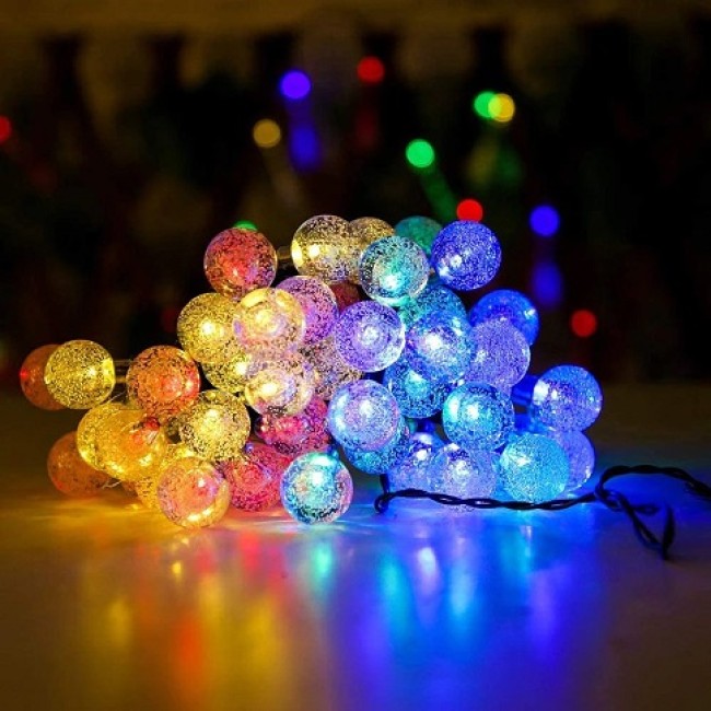 Instalatie Solara cu 50 Globuri Cristal Led lumina Multicolora