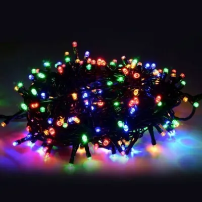 Instalatie de Craciun, 16 metri, 200 Leduri, Fir Negru, Instalatie Brad Multicolor
