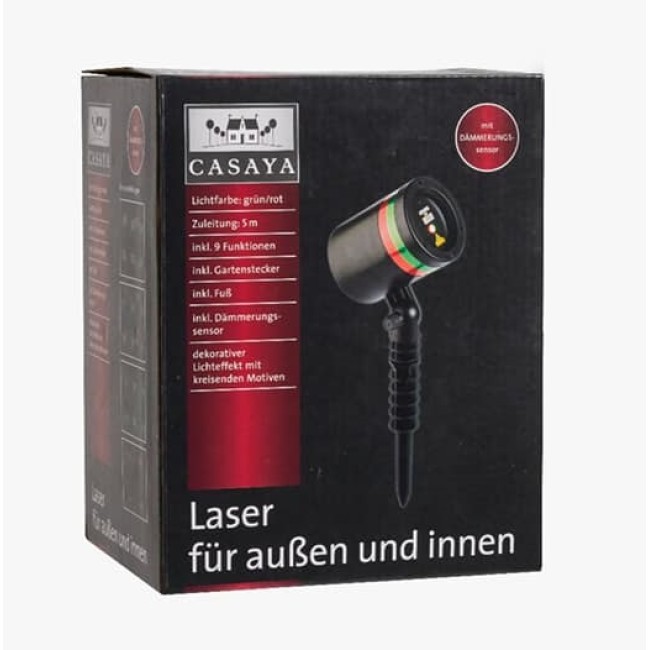 Proiector laser festiv rosu verde de exterior cu telecomanda si senzor lumina, CASAYA 964860