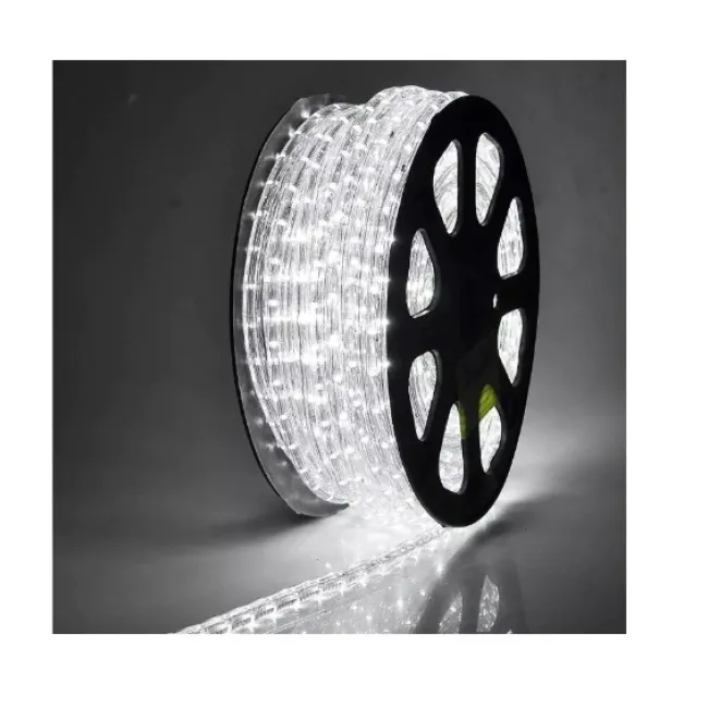 Rola Furtun Luminos cu Led Lumina Alb Rece 100 Metri + Alimentator Priza Inclus