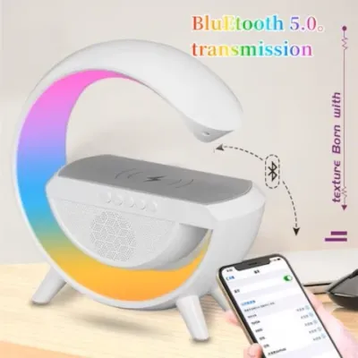 Incarcator Rapid Wireless 15W, 3 in 1 cu Bluetooth, Speaker, Lampa Smart LED RGB