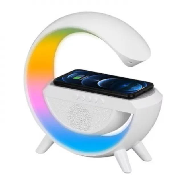 Incarcator Rapid Wireless 15W, 3 in 1 cu Bluetooth, Speaker, Lampa Smart LED RGB