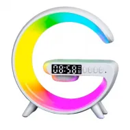 Incarcator rapid Wireless 15W, 3 in 1 cu bluetooth, boxa, smart LED RGB, ceas, alarma