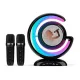 Statie Smart microfon si boxa Wireless pentru Karaoke cu lumina RGB Led, copii / adulti, kit 2 in 1, conectare la telefon, bluetooth, slot card, negru