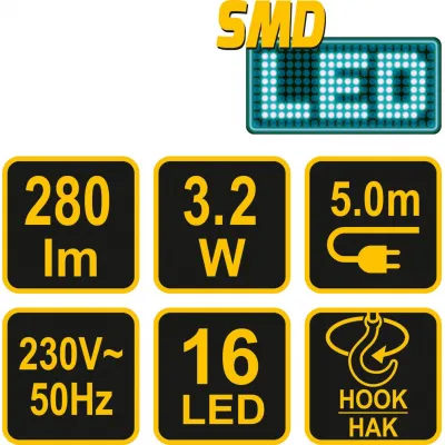 Lampa Portabila 16 LED-uri, 3.2 W, Vorel 82699 Lampa Portabila 16 LED-uri, 3.2 W, Vorel 82699
