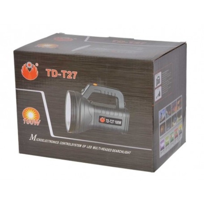 Lanterna TD-T27 cu LED 100 W , acumulator integrat, distanta maxima luminare 1000 metri, negru