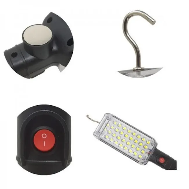 Lampa Lucru cu 34 LED-uri ZJ-859 cu Prindere Magnetica, Acumulator Integrat, Agatatoare, Negru