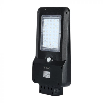 Lampa LED Stradala cu Panou Solar V-TAC 8548, Senzor Miscare, 15W, 1600 Lm, Lumina Alba Rece (6000K), Acumulator 7.4V 10800 mAh, IP65, Negru