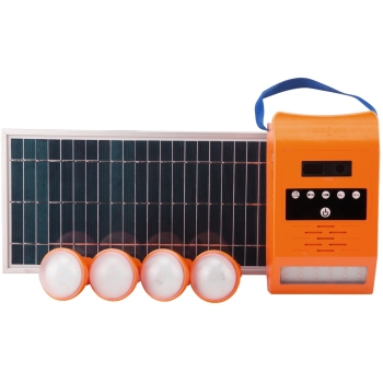 Sistem Solar Fotovoltaic Evotools 678880, 4 Becuri LED x2W, USB, Radio FM, Panou Solar 8W, Acumulator Li-Ion 7.4V/5200mAh