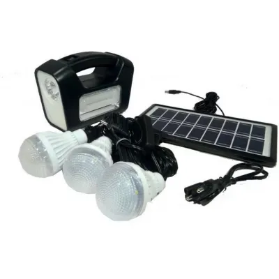Kit Panou Solar Cu 3 becuri LED, Lanterna, Acumulator, Functie Powerbank Kit Panou Solar Cu 3 becuri LED, Lanterna, Acumulator, Functie Powerbank