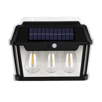 Lampa Solara, Cu 3 becuri, De Perete, LED, Cu Senzor De Miscare, Lumina Calda