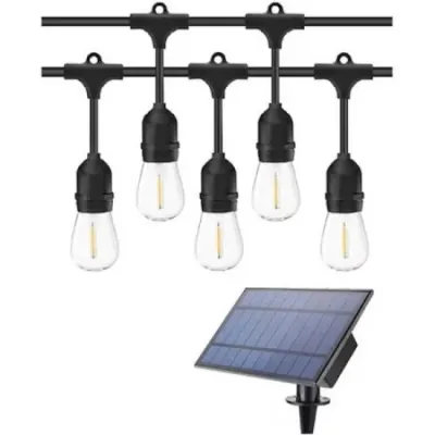 Ghirlanda luminoasa exterior, impermeabila, interconectabila, 5m, Incarcare Solara, lumina calda, cu becuri incluse Ghirlanda luminoasa exterior, impermeabila, interconectabila, 5m, Incarcare Solara, lumina calda, cu becuri incluse