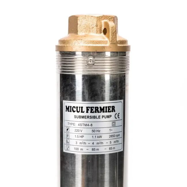Pompa submersibila Micul Fermier 4STM4-8, 1.1kW, 5m3/h, inaltime refulare 53m Pompa submersibila Micul Fermier 4STM4-8, 1.1kW, 5m3/h, inaltime refulare 53m