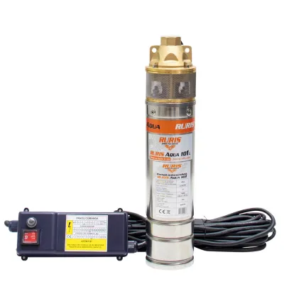 Pompa submersibila apa curata de adancime Ruris Aqua 101,corp inox, 750 W, 40 l/min debit apa, 60 m inaltime refulare, 15 m adancime absorbtie, 35°C temperatura maxima