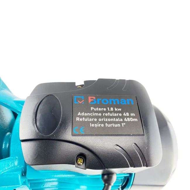 Pompa hidrofor Broman JET100L, 1800 W, 60 l/min, refulare 48 m, aspiratie 9 m, corp fonta