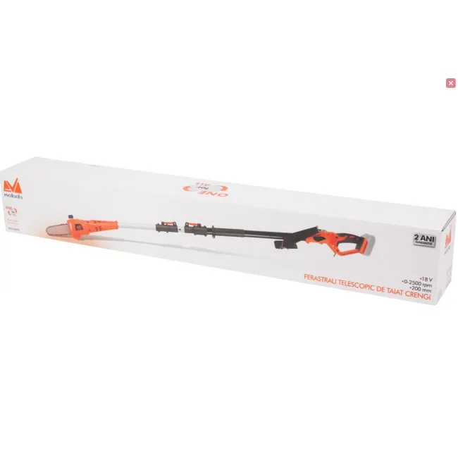 Fierastrau electric cu lant pentru taiat crengi, Evotools ONE EPTO, telescopic, lungime sina 20 cm, cu incarcator si acumulator 18 V, 2 Ah Fierastrau electric cu lant pentru taiat crengi, Evotools ONE EPTO, telescopic, lungime sina 20 cm, cu incarcator si acumulator 18 V, 2 Ah